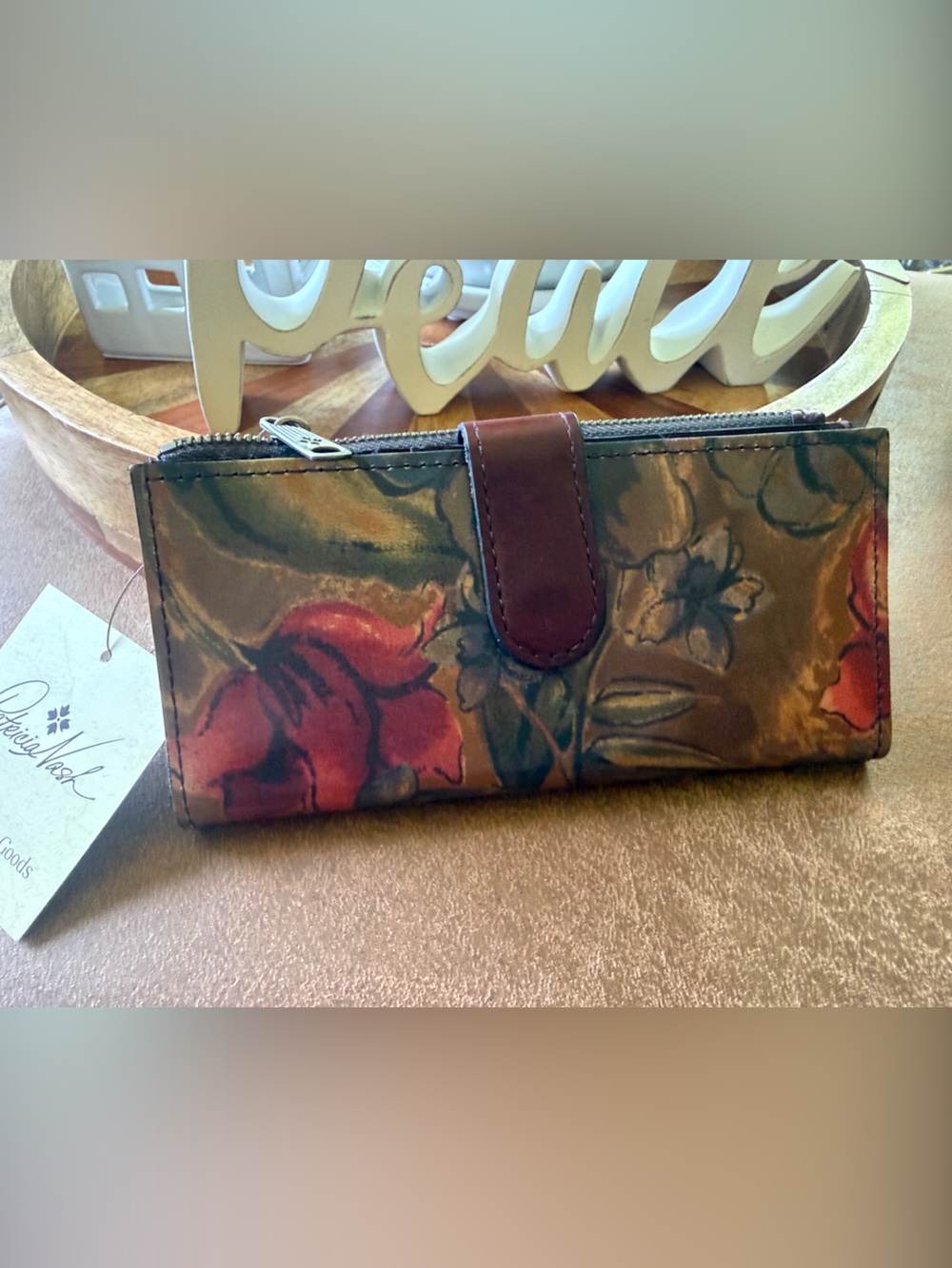 Patricia Nash Multicolor Floral Leather Wallet RFD NWT Sienna Sunset